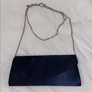 Navy satin purse